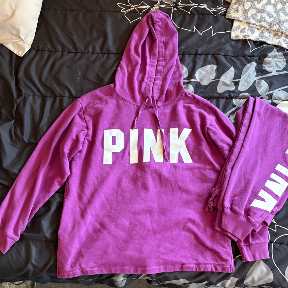 PINK Purple Hoodie and Sweatpants Set